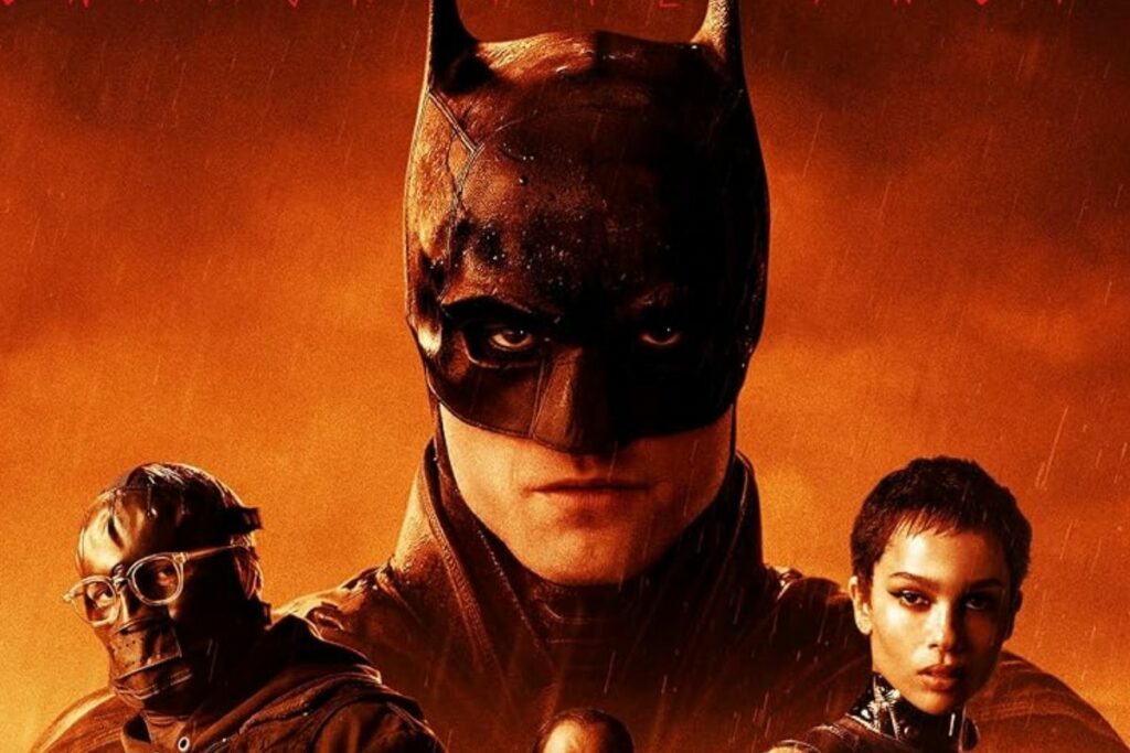 Cartel promocional de The Batman: Parte II ante un horizonte urbano